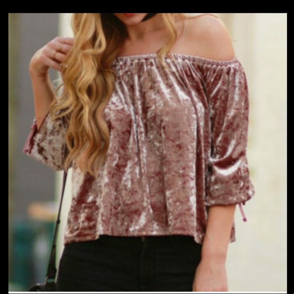 long sleeve crushed velvet top